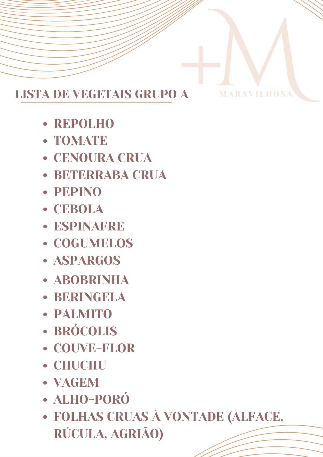 Lista de Vegetais